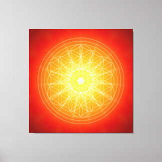 flower of life on sun mandala canvas afdruk