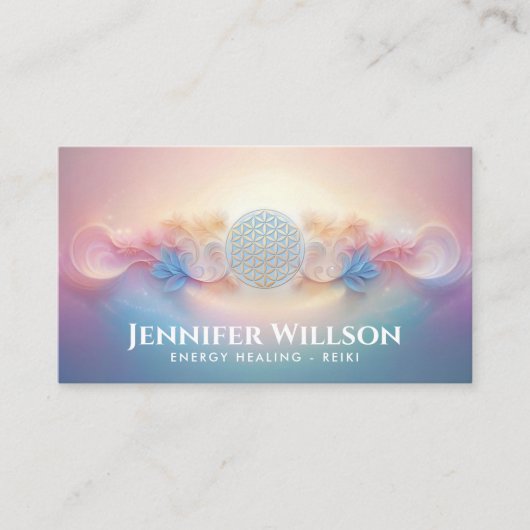 Flower of life Ornament - zachte pastels Visitekaartje (Voorkant)