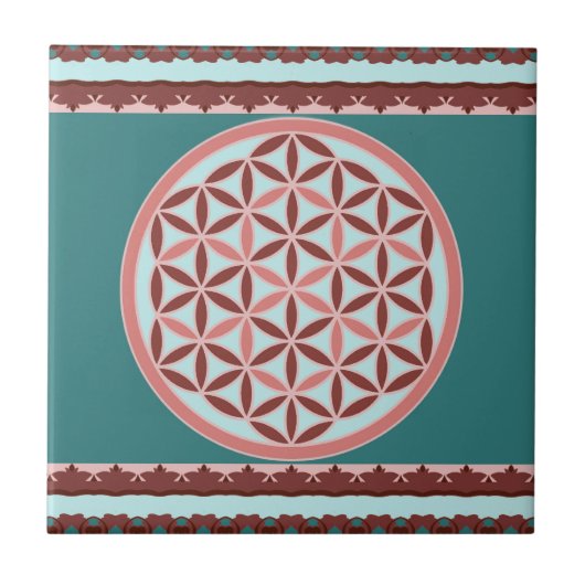 "Flower of Life – Pastel & Earthy Harmony" Tegeltje (Voorkant)
