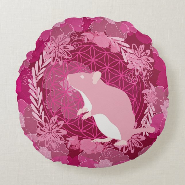 Flower of life rond kussen (Voorkant)