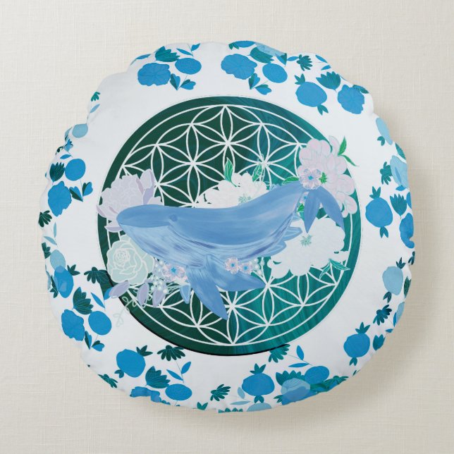 Flower of life rond kussen (Voorkant)