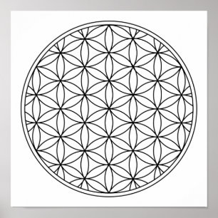 flower of life sacred geometry symbol ancient zen  poster