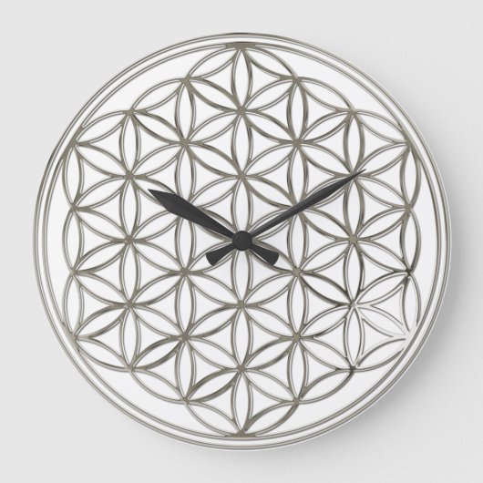 FLOWER OF LIFE - silver / Blume des Lebens Grote Klok (Voorkant)