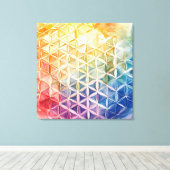 Flower of Life - Waterverf schilderij Canvas Afdruk (Insitu (Houten vloer))