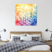 Flower of Life - Waterverf schilderij Canvas Afdruk (Insitu (Slaapkamer))
