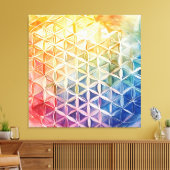 Flower of Life - Waterverf schilderij Canvas Afdruk (Insitu (Woonkamer))
