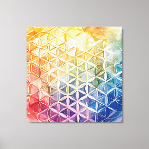 Flower of Life - Waterverf schilderij Canvas Afdruk
