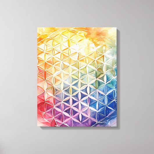 Flower of Life - Waterverf schilderij Canvas Afdruk (Voorkant)