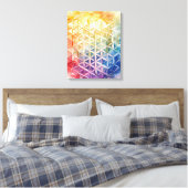 Flower of Life - Waterverf schilderij Canvas Afdruk (Insitu (Slaapkamer))