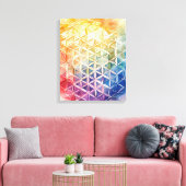 Flower of Life - Waterverf schilderij Canvas Afdruk (Insitu (Woonkamer))