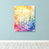 Flower of Life - Waterverf schilderij Canvas Afdruk (Insitu (Houten vloer))