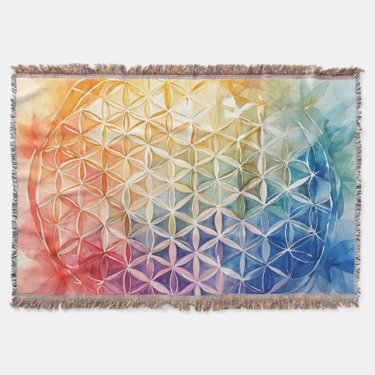 Flower of Life - Waterverf schilderij Deken (Voorkant)