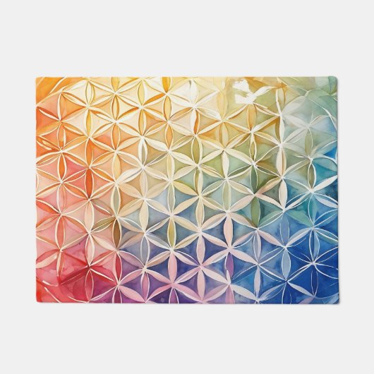 Flower of Life - Waterverf schilderij Deurmat (Voorkant)