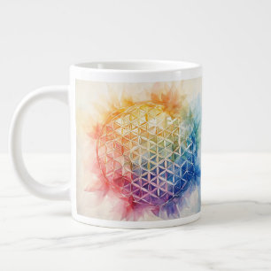Flower of Life - Waterverf schilderij Grote Koffiekop
