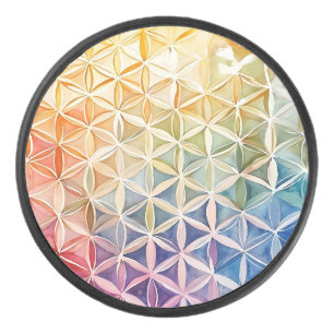 Flower of Life - Waterverf schilderij Hockey Puck