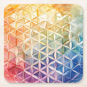Flower of Life - Waterverf schilderij Kartonnen Onderzetters
