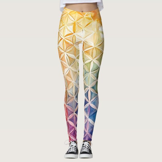 Flower of Life - Waterverf schilderij Leggings (Voorkant)