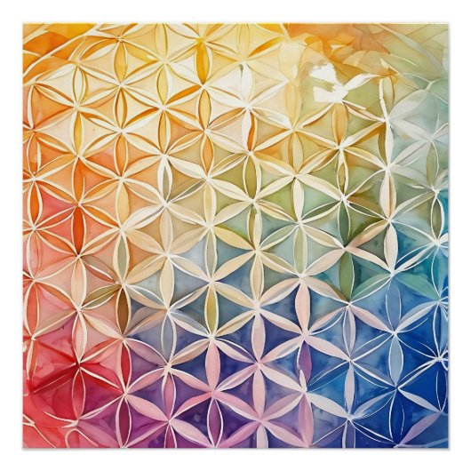 Flower of Life - Waterverf schilderij Perfect Poster (Voorkant)