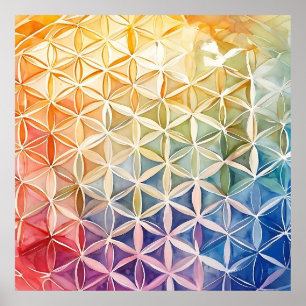 Flower of Life - Waterverf schilderij Poster