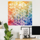 Flower of Life - Waterverf schilderij Poster (Thuiskantoor)