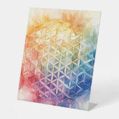 Flower of Life - Waterverf schilderij Reclamebord Met Voetstuk (Voorkant)