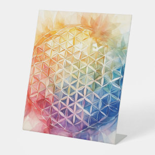 Flower of Life - Waterverf schilderij Reclamebord Met Voetstuk