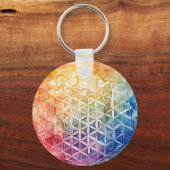Flower of Life - Waterverf schilderij Sleutelhanger (Achterkant)