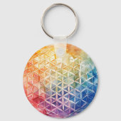 Flower of Life - Waterverf schilderij Sleutelhanger (Achterkant)