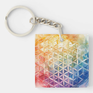 Flower of Life - Waterverf schilderij Sleutelhanger