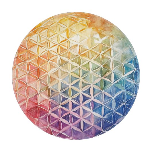 Flower of Life - Waterverf schilderij Snijplank (Voorkant)