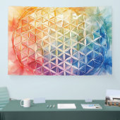 Flower of Life - Waterverf schilderij Spandoek (Beurs)