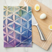 Flower of Life - Waterverf schilderij Theedoek (Quarter Fold)