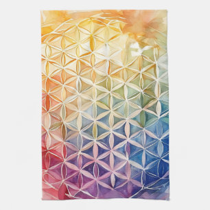 Flower of Life - Waterverf schilderij Theedoek