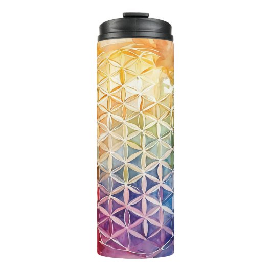 Flower of Life - Waterverf schilderij Thermosbeker (Voorkant)