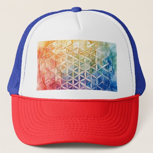 Flower of Life - Waterverf schilderij Trucker Pet (Voorkant)
