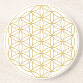 Flower of Life Zandsteen Onderzetters Goud Wit (Voorkant)