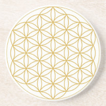 Flower of Life Zandsteen Onderzetters Goud Wit