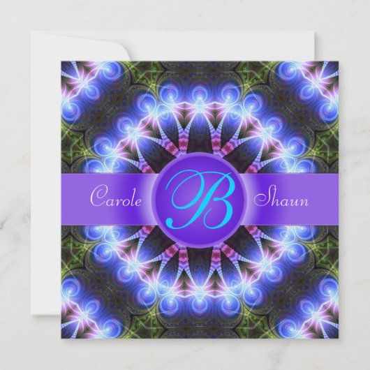Flower of Love Fractal Art Wedding Invitation Kaart (Voorkant)
