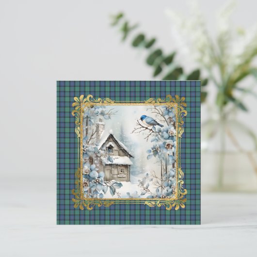 Flower of Scotland Scottish Tartan Christmas Feestdagenkaart (Staand voorkant)