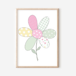  Flower on White Background Quilt Art Print Set