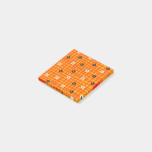 Flower Oranje Red Check Pattern Vibrant Post-it® Notes (Schuin)