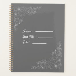 Flower Outline Book Dark Grey Cover Planner