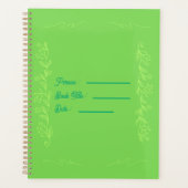Flower Outline Book Green Cover Planner (Voorkant)