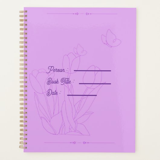 Flower Outline Book Purple Cover Planner (Voorkant)
