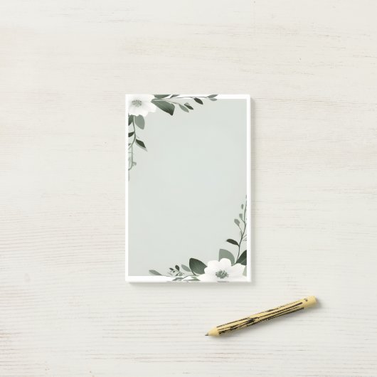 Flower Overlay Border in Sage Green Post-it® Notes (Op bureau)