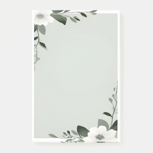 Flower Overlay Border in Sage Green Post-it® Notes (Voorkant)