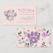 Flower Paarse Pet Sitter Grooming Paw Visitekaartje (Voorkant / Achterkant)