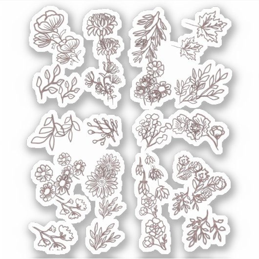 Flower Pack heldere en glanzende lijnkunst Sticker (Voorkant)