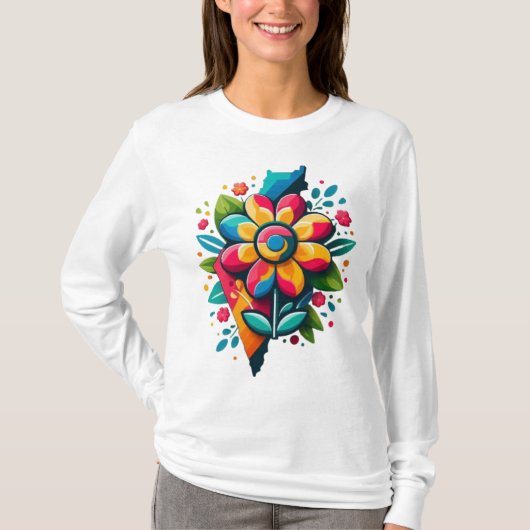 Flower Palestine Flag, Free Palestine, Flower Art T-shirt (Voorkant)