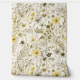 FLOWER PARADISE / yellow khaki mood  Behang